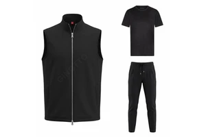 3 Piece Vest Sets With Mercerized Cotton T-Shirt Wholesale Custom Logo Casual Combination Tech Fabric Tracksuit For Mens