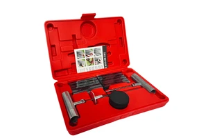 Emergency Tire Repair Kit 46pcs, with Rubber Plug Strips and Portable Air Compressor