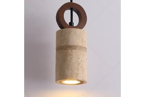 Vintage Wicker-Bedroom Restaurant Bar Travertine Wood Decorative Pendant-Lamp Minimalist Bedside Lamp