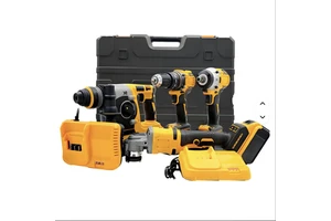 DERKALT 4PCS Cordless Tools Set High Quality Power Wrench Angle Grinder Hammer Drill Impact Driver Tool Set for Construction Use
