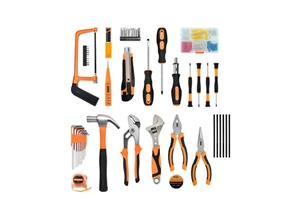 General Household Hand Tool Kit with Plastic Toolbox Storage Case for Office College Repairs
