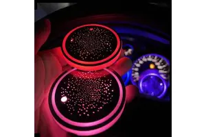 2pcs/set Cup Holder Rechargeable 7 Color 3 Modes LED Atmosphere Lamp for Car Truck Interior Decoration Drink Coaster
