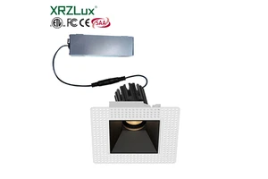 XRZLux 15W Dimmable LED COB Downlight Modern Recessed Trimless Square Anti-Glare Adjustable Wall Washer Spotlight ETL Ceiling