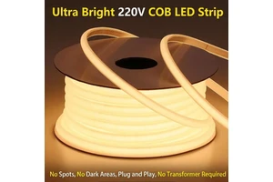 LED Strip Light 220V High Voltage IP68 Waterproof COB Strip Flexible Plug-and-Play Outdoor Building Contour Lighting