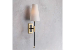 Stairs American Design E14 Fabric Lampshade Adjustable Brass Antique Recessed LED Wall Lamp for Corridor Bedroom Living Room
