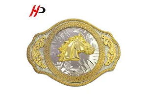 Belt Buckle Custom Manufacturer 3D Gold Brass Emboss Luxury Cowboy Men Western Logo Metal Custom Belt Buckle For Men