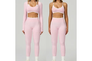 New Style Quick Dry Gym Workout Fitness Sportswear Crop Top High Waist Leggings Fitness Yoga Set for Women
