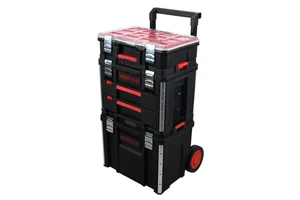 Vertak 3in1 Professional Durable Waterproof Toolbox Set Portable Hard Plastic Trolley Stackable Toolcase With Drawers & Wheels