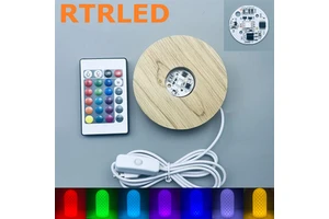 Wood Lamp Base Aromatherapy Glass Cup Decorative Figurines Rechargeable Wireless Touch Control Round LED Wood Lamp Base