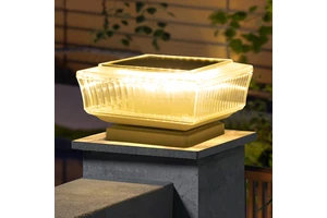 Auto Light Control Weatherproof IP65 Warm White LED Solar Pillar Light for Driveway & Hotel Waterproof Design