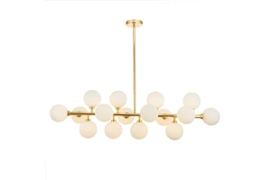 Modern Horizontal Linear Chandelier Glass Ball Pendant Light for Hotel Home Bedroom Living Room Hotel Indoor Installation