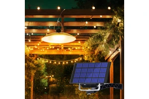 Solar LED Pendant Light IP65 Waterproof Rechargeable Dimmable Small 3M Cable Outdoor/Indoor Hanging Chandelier Garden Lighting