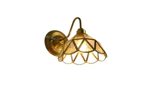 American retro all copper glass ancient homestay restaurant aisle balcony staircase bay window mirror headlight brass wall lamp
