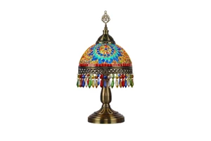 Luxury Handmade Turkish Style Mosaic Stained Glass Table Lamp with LED Light Source and Dome Shade Electric Power Supply