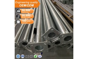 Hot Dip Galvanized Q235 Steel Solar Street Light Pole 4m 5m 6m 7m Single Arm Lamp Post IP65 CE Certified For Africa Road