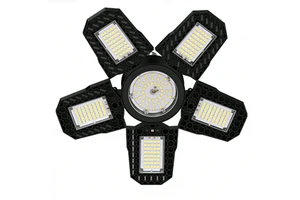 5-Wing Foldable LED Garage Light, 100-277V E27, Adjustable Industrial Lighting For Warehouse Workshop Factory Home