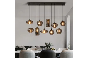 Modern Grey Glass Led Pendant Lights for Living Room Decoration Kitchen Restaurant Hanging Lamp Home Deco Chandeliers Luminaire