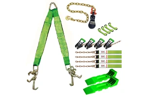 Wholesale Towing Strap Kit RTJ Hook With Ring Tow Tie Down Strap With Chain Shackle And Tire Skate