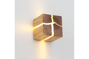 Straight for Split Wood Wall Lamp Creative Corridor Light Cross Border square Nordic Solid Wood Wall Bedside Lamp