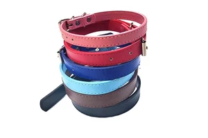 New Fashion Unique Solid Plain Blank Pet Durable Collars For Dogs Buckle Hardware Real Leather Dog Collar