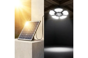 156LEDS Solar Shed Light Solar Pendant Light for Indoor Outdoor Solar Lamp With Remote Control for Barn Gazebo Garage 6000k