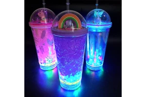 LED Flashing Cup Customized logo LED Flashing Bar Plastic Shining Light up Cup With Led