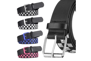 Men's And Women's Fashion Punk Design Colorful PU Leather Belt Cheap With Alloy Iron Pin Buckle