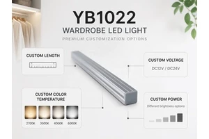 No Groove LED Cabinet Light for Wardrobe Side Board Front Mounted Closet Lamp with Anti Glare Design YB1022-21