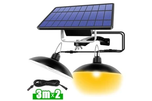 IP65 Waterproof LED Solar Pendant Lights Hanging Shed Night Lighting for Indoor & Outdoor Gardens
