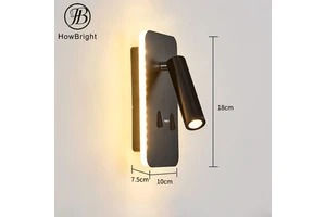 U.S.G. Hanging Plate Bedroom Bedside Wall Lamp Rotatable Reading Lamp With Switch Stair Aisle Hotel Room Spotlight