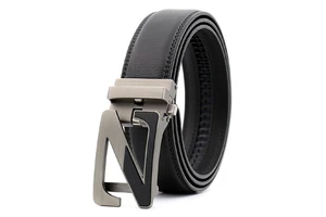Men Custom Leather Ratchet Belt Automatic Sliding Buckle Designer Belt For Men