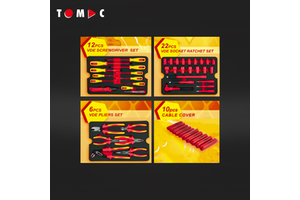 50 PCS VDE Insulated Tool Set with Sockets, Screwdrivers, and Pliers for Professional Electricians - 1000V Safety Certified