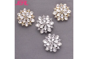 Double Layer Florals Buttons Crystal Flower Decorative Hand Sewing DIY Zinc Alloy Rhinestone Decoration With Plating Technique