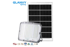 Solar Flood Light 100W 200W 300W Adjustable Remote Control High Brightness 6000K Daylight IP65 Waterproof Aluminum LED Garden