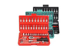 Wholesale 46 Pcs Hand Combination Spanners Stainless Steel Socket Wrench Tool Box Set with Hard Case for Auto Repair