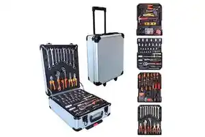 186/187/399-Piece Hand Carbon Steel Tool Set & Trolley Case with OEM Option and White Matte Finish for Auto Repair and Home Use