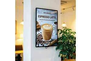Digital Menu Board For Café, 31.5 Inch Light Powered Poster Display For Coffee Shop Decoration