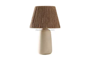 Modern Creative Straw Arts Ceramic Lamp for Bedroom Luxury Bedside Table Lamps