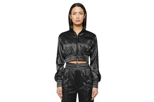 Women's Satin Tracksuit 2 Piece Outfits Casual Long Sleeve Crop Tops Jacket and Pants Sport Set Sweatsuits Silk Custom Logo