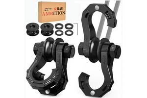 AMBITION 3/4" D Ring Shackles Heavy Duty D Ring Shackles With 7/8 Pin For Towing & Off-Road Use 45000 Lbs Break Strength Black