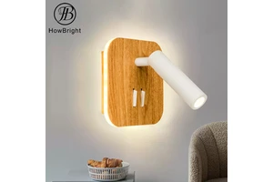 2025 Wood Color Square Shape IP20 Aluminium Metal 3W+6W LED Reading Wall Lamp Aisle Hallway LED Wall Light Fixtures