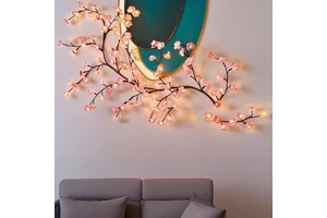 LED Simulated Rattan Lamp String Lights PVC Bendable Tree Branch IP65 Cherry Blossom Plum Blossom Motif Room Wall Decoration