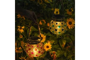 Lite Solar Hanging Decorative Lamps Outdoor Waterproof Colored Retro Solar Lights Glass Canning Courtyard Atmosphere Light
