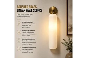 XZ Sleek Minimalist Linear Design Frosted Opal Glass Brushed Brass Wall Lamp LED Sconce Lighting Bedroom Washroom Corridor