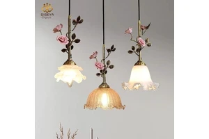 Antique Living Room Rose Bedside Small LED Dimmable Warm White Chandelier Art Retro Decorative Lamp