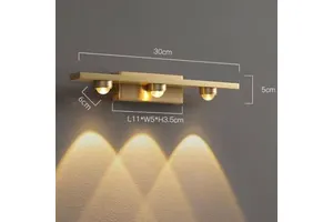 All Copper LED Wall Lamp for Hotels Warm Atmosphere Corridor Porch Staircase Background Wall Recessed Installation for Bedside