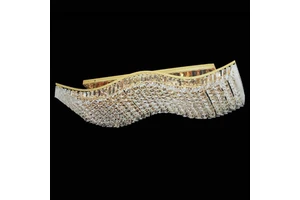 Small Modern Rectangle Wave Shape Iron Glass Ceiling Light Living Room Low Ceiling Chandelier LED Lamp