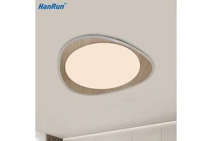 Wooden Decorative Remote Acrylic Iron Indoor Lamp Fixture Modern Dimmable Surface Mounted Bedroom Corridor Led Ceiling Light