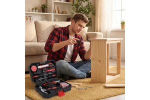 Professional 9Pcs Hardware Hand Tool Box Set for General Household Repair and DIY Projects