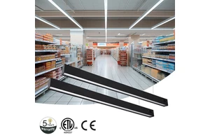 Modern Indoor 1.2m 2.4m LED Linear Pendant Lighting Black And White Rectangle Suspended Long Shape Contemporary Design